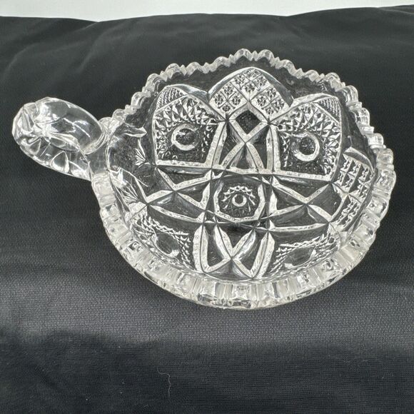 Glass Handled Nappy Dish Vintage T.B. Clark Huyler #587 American Brilliant Cut - Picture 3 of 14